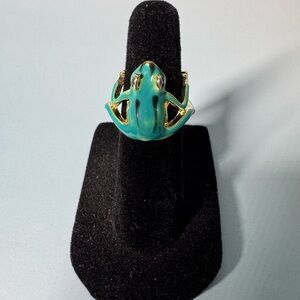 Gold and Green Frog Ring NWT